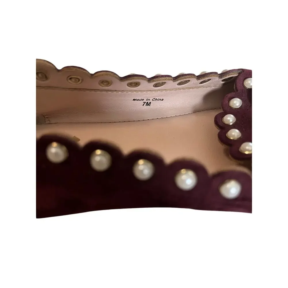 Kate Spade | Salford Ballet Flats Size 7 Wine Suede Pearl Accent